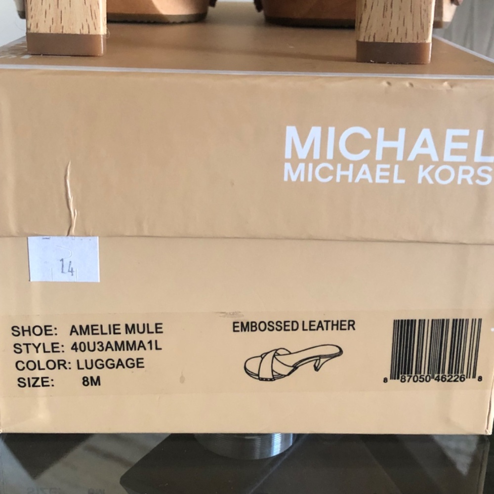 New Michael Kors Amelie Mule Luggage Embossed Leather Shoes - Picture 11 of 11